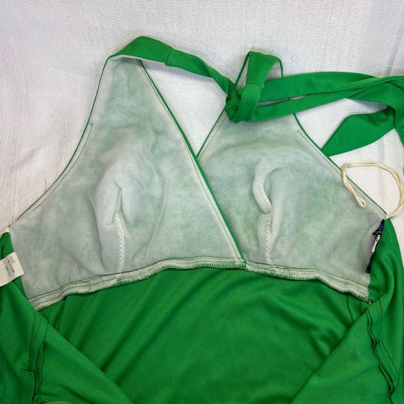 ❌SOLD❌Vintage 70s Green Tassel Fringe Tiered Long Maxi Flapper Gown Dress - Picture 8 of 9